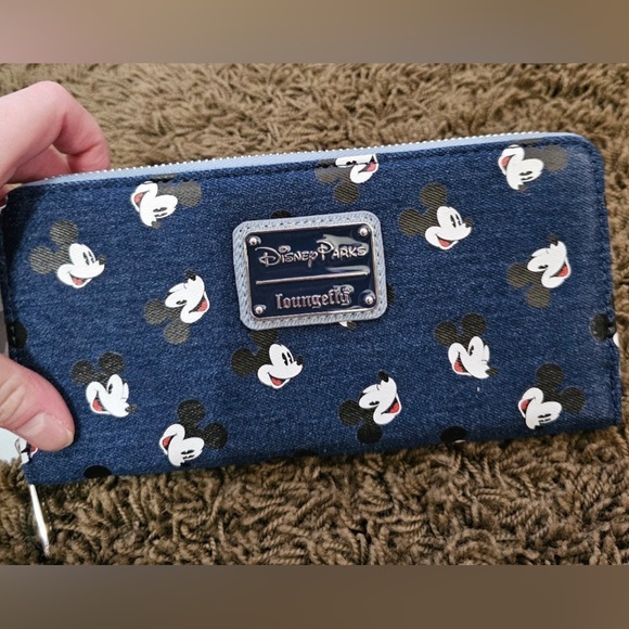 Disney Loungefly Mini Backpack  w/Matching Wallet in Denim/Leather, NWT - Picture 5 of 7